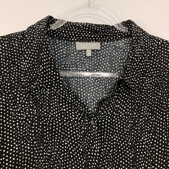 Habitat Large Black White Polka Dot Ultra Soft Tiered Ruffle Hem Button Down - Picture 3 of 10